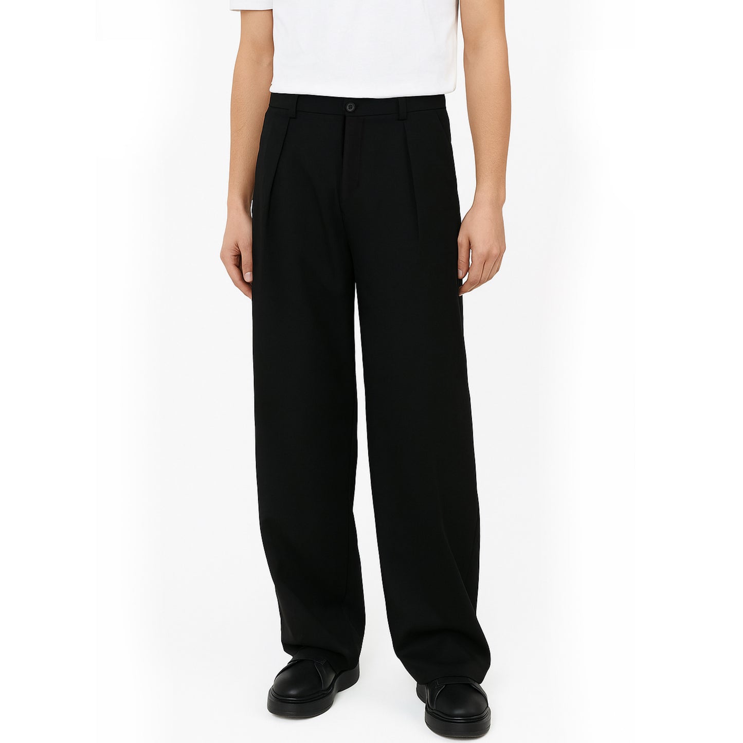 Tailored Wide-Leg Pants - Black